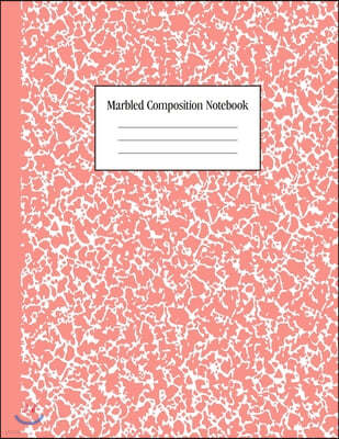 Marbled Composition Notebook: Coral- College Ruled Notebook - 100 Pages - 8.5 x 11 - Journal for Children, Kids, Girls, Teens And Women (School Esse