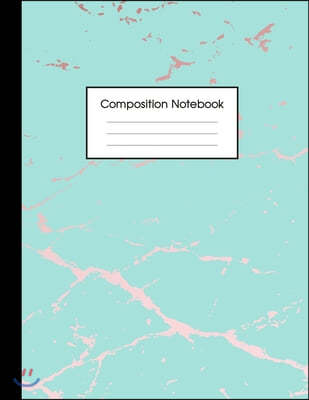 Composition Notebook: Beautiful Blue Marble and Rose Gold - 100 Wide Ruled Pages - 8.5 x 11 - Journal for Children, Kids, Girls, Teens And W