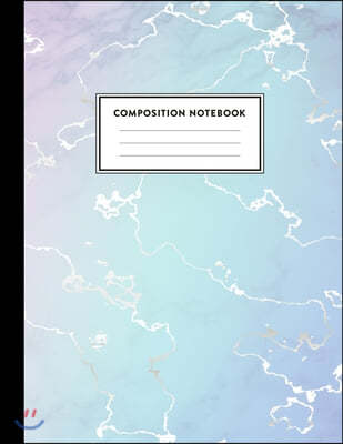 Composition Notebook: Beautiful Blue Marble and Rose Gold - 100 Wide Ruled Pages - 8.5 x 11 - Journal for Children, Kids, Girls, Teens And W