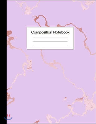 Composition Notebook: Beautiful Purple Marble and Rose Gold - 100 Wide Ruled Pages - 8.5 x 11 - Journal for Children, Kids, Girls, Teens And