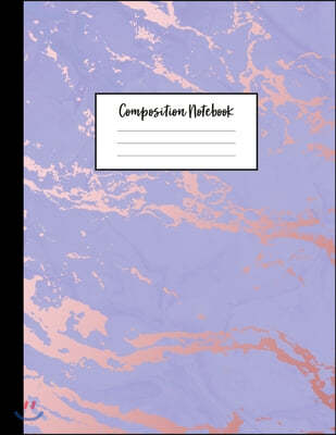 Composition Notebook: Beautiful Purple Marble and Rose Gold - 100 Wide Ruled Pages - 8.5 x 11 - Journal for Children, Kids, Girls, Teens And