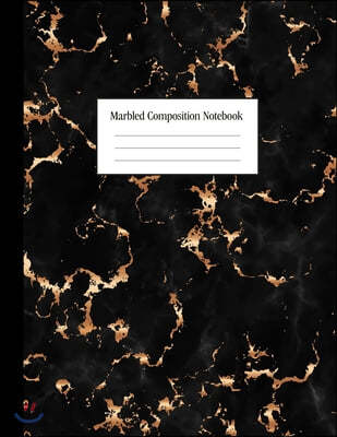 Composition Notebook: Trendy Black Marble and Gold - 100 Wide Ruled Pages - 8.5 x 11 - Journal for Children, Kids, Girls, Teens And Women (S