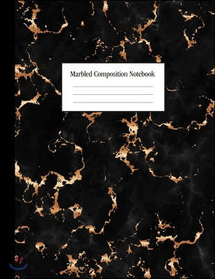 Composition Notebook: Trendy Black Marble and Gold - 100 College Ruled Pages - 8.5 x 11 - Journal for Children, Kids, Girls, Teens And Women