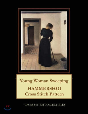 Young Woman Sweeping: Hammershoi Cross Stitch Pattern