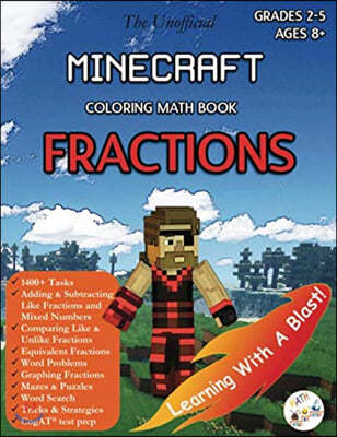 Minecraft Coloring Math Book Fractions Grades 2-5 Ages 6-8