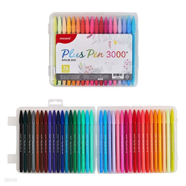 모나미 플러스펜 3000 36색 세트 수성펜 싸인펜