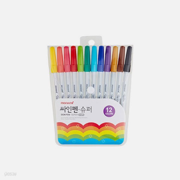 모나미 슈퍼 싸인펜 12색 세트 수성 사인펜