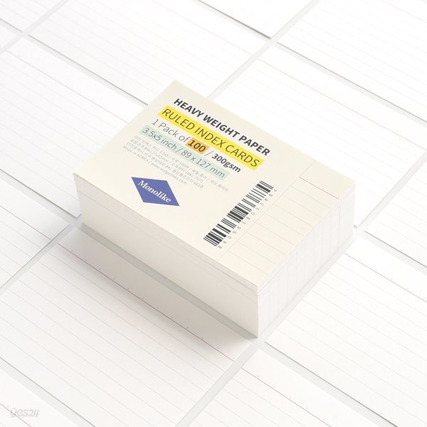 룰드 인덱스카드 화이트 100매 - 3.5x5