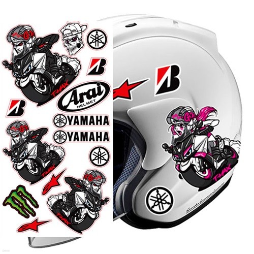 T-MAX 캐릭터 스티커 세트/오토바이크 헬멧 튜닝...