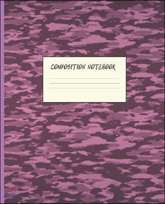 Composition Notebook: CLASSIC CAMO PURPLE CAMOUFLAGE DESIGN COVER COVER - 7.5 x 9.25" WIDE-RULED PAGES - WORKBOOK, JOURNAL, NOTEBOOK - INCLU