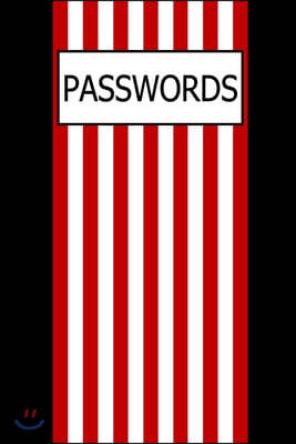 Passwords: Internet Password Logbook Large Print With Tabs - - Black Background With Red And White Cover