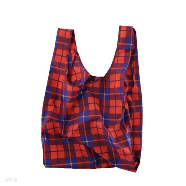 [바쿠백] 휴대용 장바구니 접이식 시장가방 Red Tartan