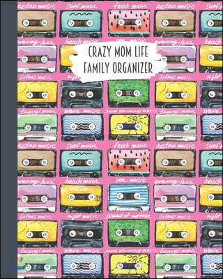 Crazy Mom Life Family Organizer: Retro 80s Cassette Tape Themed Detailed 3 Month Weekly Planner