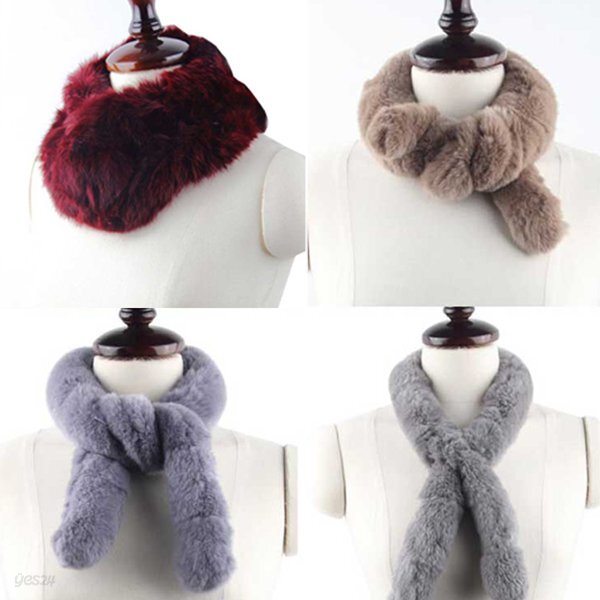 100%리얼 FUR 토끼털 머플러 여자 여성 목도리