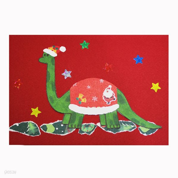 크리스마스 산타 공룡 오리기카드(1개)
