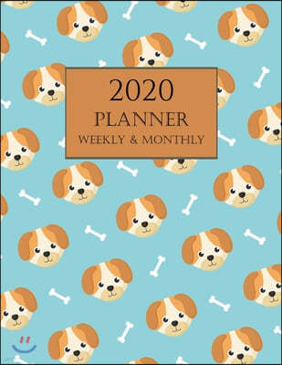 2020 Planner Weekly and Monthly: Dog Cartoon Calendar