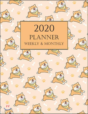 2020 Planner Weekly and Monthly: Cute Shiba Dog Wall Calendar 2020