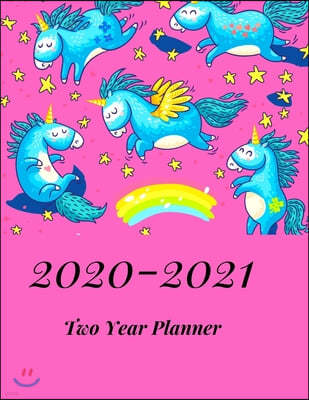 2020-2021 Two Year Planner: Pink Unicorns Cover-2-year Monthly Jan - Dec 2020-2021 Daily Weekly Monthly Calendar Planner- Large 24 Months 8.5x11 N