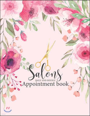 Salons Appointment book daily and hourly: 8 Column Appointment Book Floral Watercolor for Salons, Spas, Hair Stylist, Beauty January to December 2020