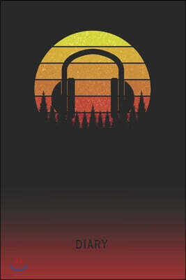 Diary: Blank Music Headphones Listening Personal Writing Memoir - Old School Retro Vintage Sunset 80s Cover - Daily Journalin