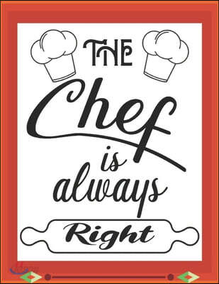 The chef is always right: My Recipes binder: Elegant Journal to Write In Recipe cards and box, chic Food Cookbook Design, Document all Your Spec