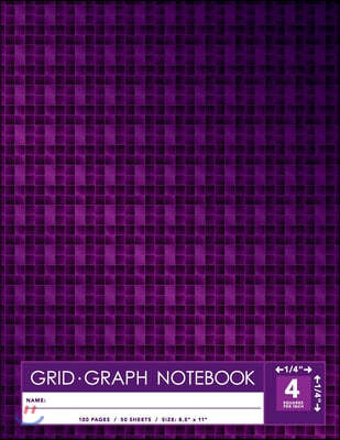 Grid - Graph Composition Notebook / Quadrant Exercise Book / 1/4" X 1/4" Or Four Squares Per Inch (Coordinate / Quadrille / Quad Paper) / 100 Pages /