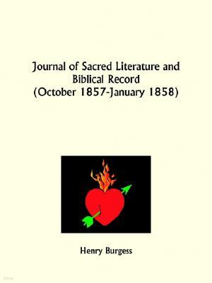 Journal of Sacred Literature and Biblical Record, October 1857 to January 1858