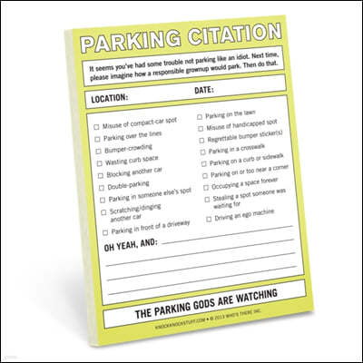 Knock Knock Nifty Note: Parking Citation