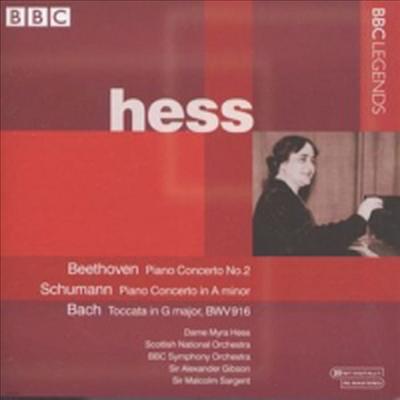 베토벤 : 피아노 협주곡 2번, 슈만 : 피아노 협주곡 & 바흐 : 토카타 (Beethoven : Piano Concerto No.2 Op.19, Schumann : Piano Concerto Op.54 & Bach : Toccatas BWV 916)(CD) - Myra Hess