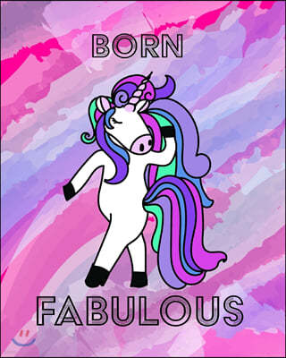 Unicorn Notebook - Born Fabulous: Unicorn Blank Notebook with Rainbow Lines