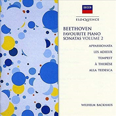 亥:  ҳŸ, 2 (Beethoven: Favourite Piano Sonatas, Vol.2)(CD) - Wilhelm Backhaus