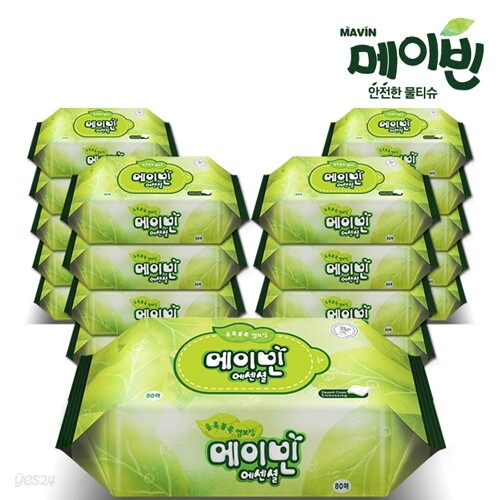 [메이빈] 안전한 아기물티슈 에센셜 리필 80매x20팩