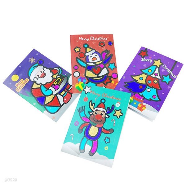 아기자기 포일아트 크리스마스 카드만들기 4종 (펭귄/산타/트리/루돌프)
