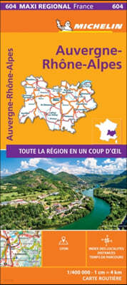 AUVERGNE-RHONE-ALPES, France - Michelin Maxi Regional Map 604