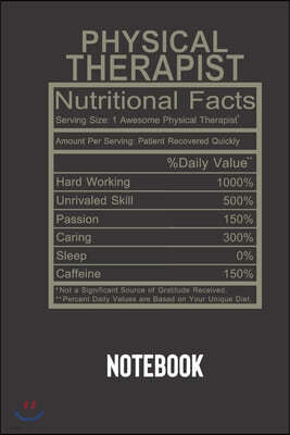 physical therapist nutritional facts: small lined Humor Nutritional Facts Notebook / Travel Journal to write in (6'' x 9'') 120 pages
