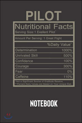 pilot nutritional facts: small lined Humor Nutritional Facts Notebook / Travel Journal to write in (6'' x 9'') 120 pages