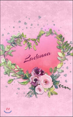 Ladonna: Personalized Small Journal - Gift Idea for Women & Girls (Pink Floral Heart Wreath)