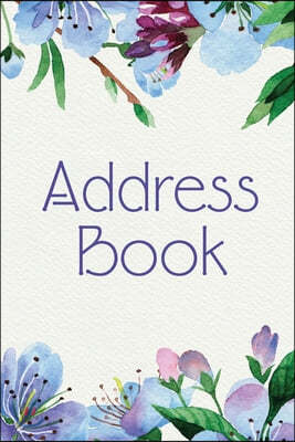 Address Book: Alphabetized Contact Phone and Address Data Log - Floral Blue Peonies Botanical Motif
