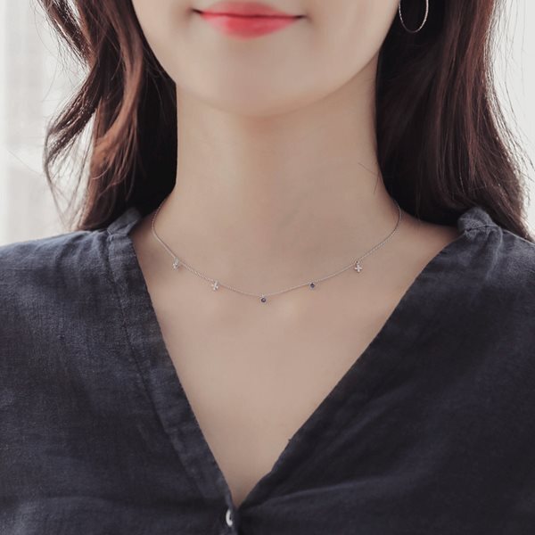 제이로렌 N0826 쁘띠참 블루큐빅 펜던트 목걸이