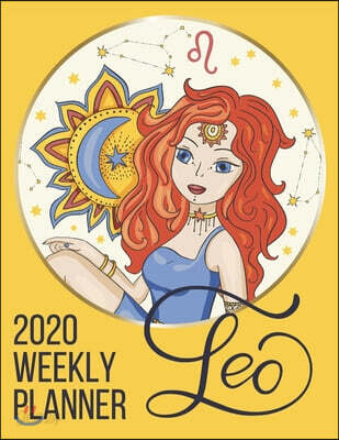 2020 Weekly Planner: Zodiac Signs and Symbols Artwork on cover of Minimalist Design Horizontal Weekly Productivity Planner Leo