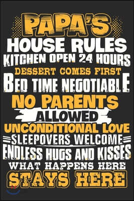 Papa's house rules kitchen open 24 hours dessert comes first bed time negotiable no parents allowed unconditional love sleepovers welcome: Daily activ