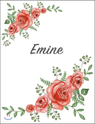 Independently Published Emine: Personalized Notebook with Flowers and First Name - Floral Cover (Red Rose Blooms). College Ruled (Narrow Lined) Journ