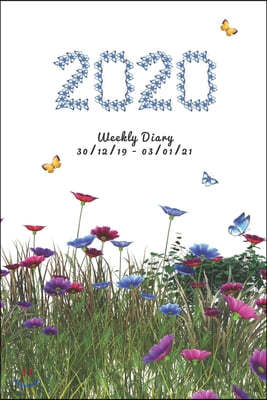 2020 Weekly Diary 30/12/19 - 03/01/21: Diary organised weekly with a small butterfly & flower motif in the corner for you to colour in