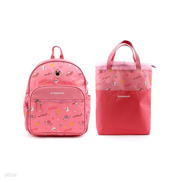 로라랑베르 경량 책가방세트 핑크 초등학생 보조가방