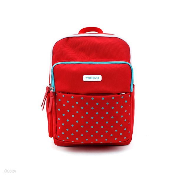 심플 라임 백팩 빨간색 도트 초등학생 책가방