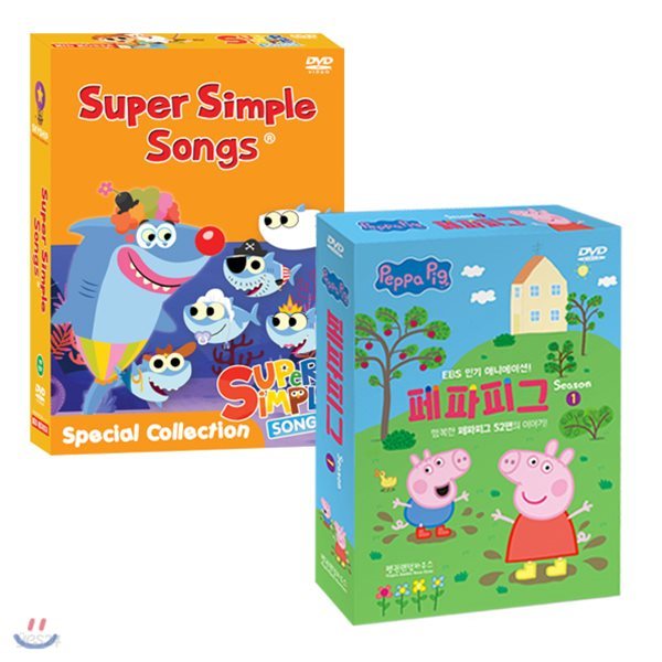 유아영어DVD NEW 페파피그(Peppa Pig) 1집 10종+NEW슈퍼심플송 스페셜컬렉션 9종 총 19종세트 영어DVD