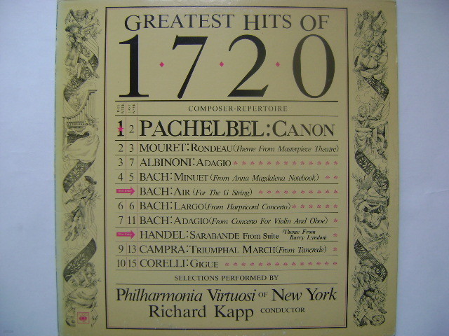 LP(엘피 레코드) Greatest Hits Of 1720 - 리차드 캡 / 필하모니아 비르투오시 뉴욕
