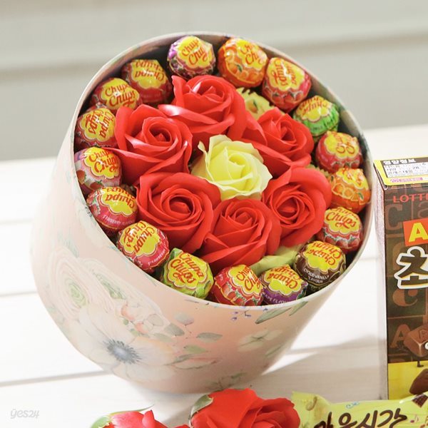 화이트데이♥ 플라워 원형 사탕 선물 박스 세트 (중)
