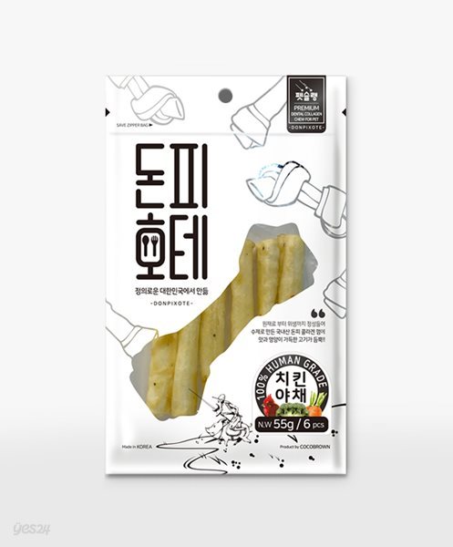 [펫슐랭] 돈피호테 애견껌 치킨&amp;야채(당근&amp;브로컬리)스틱 6pcs_55g