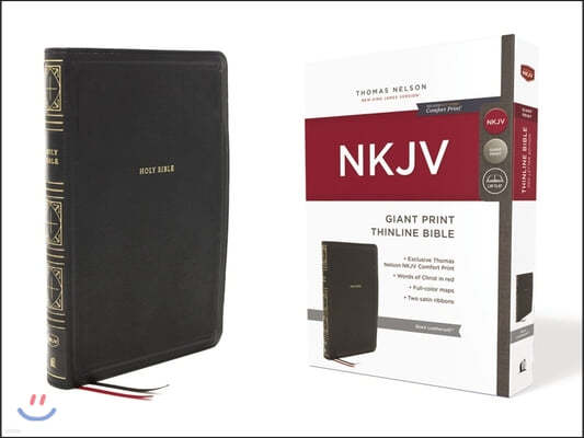 Nkjv, Thinline Bible, Giant Print, Leathersoft, Black, Red Letter Edition, Comfort Print: Holy Bible, New King James Version